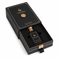 Boîte cadeau de luxe étanche pour parfum, portable, avec tiroir, en cuir noir, papier or rose, fermeture magnétique, design coulissant rigide