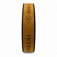 Bande élastique jaune et noire en gros, sangle extensible pour la taille, ruban côtelé bicolore imprimé avec logo pour sous-vêtements et vêtements de sport