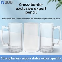 Mug à bière transparent de 16 oz, vierge pour sublimation DIY, en forme de canette de bambou, pré-revêtu en usine, en verre transparent