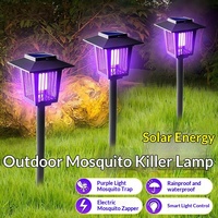2-in-1 Solar LED Bug Zapper Outdoor Waterdicht Paars Muggenmoordenaar Lamp Decoratief Tuinlicht Achtertuin Patio BBQ Niet-giftig