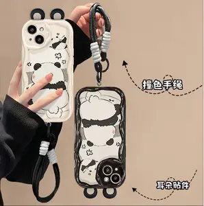 Cintura per telefono cellulare con cinturino in stile Panda di terza dimensione per Cover per Iphone 6 7 8 Plus X Xr XS 11 12 13 14 15 Pro Max