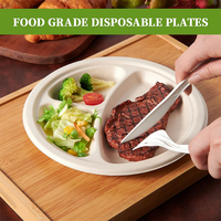 Vente en gros de plaques de bagasse jetables personnalisées Papier écologique en fibre de canne à sucre biodégradable sans PFAS pour les fêtes et les supermarchés