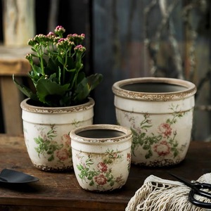 Pots <span class=keywords><strong>de</strong></span> fleurs en céramique rose rose vintage rétro français fleurs horticoles plantes vertes décorations hydroponiques - Product Image 1