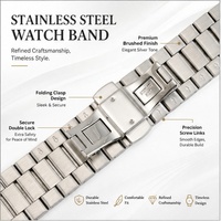 Bracelet de montre en acier inoxydable avec fermoir papillon, 20 mm, argenté, bracelet de remplacement en métal, maillons à vis, pour hommes
