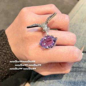 Vintage kadın 18K altın kaplama kanarya zirkon kuş yüzük için doğal taş ile yıldönümü hediyesi - Product Image 2