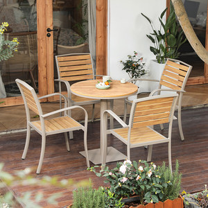 Ensemble table et chaises d'extérieur en métal avec structure en aluminium, résistant à l'eau et aux rayons UV, idéal pour cour, terrasse, jardin, café de loisirs - Product Image 3