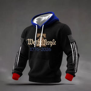 Sweat-shirt à capuche pour homme 100% coton tricoté respirant avec poche imprimé drapeau américain pour un usage décontracté - Product Image 5