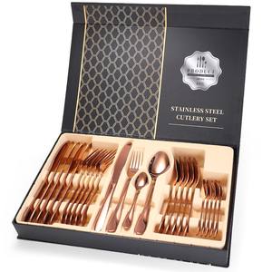 Écologique 304 Doré inoxydable Noir Couverts <span class=keywords><strong>En</strong></span> Acier Inoxydable 72 pièces Ménagère 24 pièces - Product Image 3