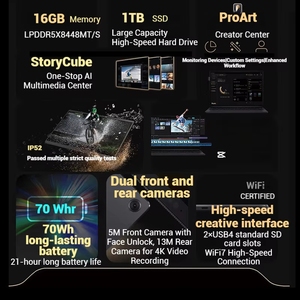 แล็ปท็อป ProArt X โปรเซสเซอร์ Snapdragon คอมพิวเตอร์หน้าจอสัมผัส <span class=keywords><strong>OLED</strong></span> 2.8K ขนาด <span class=keywords><strong>13.3</strong></span> นิ้ว แล็ปท็อป AI แบบ 2-in-1 ที่บางและน้ำหนักเบา - Product Image 4