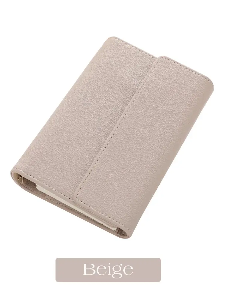 6 Colored Ready-to-Ship Litchi Leather A6 Cash Planner Binder Wallet as Ring Handbags with Fly Leaf   Clear Envelope Available