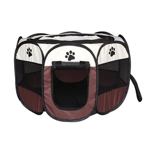 Pet Foldable Playpen Dog Portable Exercise Kennel Tent with Removable Mesh Shade Cover for Travel Indoor Outdoor octagonal cage