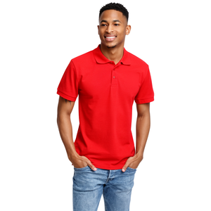 Polo Rojo de Manga Corta para Hombre, 100% Algodón, Tela Oxford, Estilo Casual, Transpirable, Liso Teñido - Product Image 1