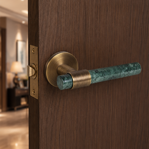 Juego de Herrajes de Alta Gama para Puerta de Mármol y Latón, Manija de Puerta de Mármol Natural con Palanca de Acero Inoxidable SS304 - Product Image 2