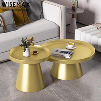 WISEMAX MEUBLES Table basse créative de luxe nordique légère meubles de salon maison ronde table d'appoint en fer noir et blanc