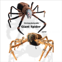 Grande araignée-loup d'Halloween de 2 m avec minuterie et yeux lumineux pour la décoration de maison hantée ou de bar