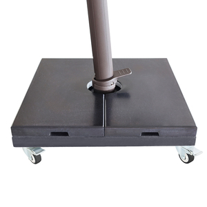 280kg Black Granite <strong>Parasol</strong> <strong>Base</strong> Outdoor <strong>Heavy</strong> <strong>Duty</strong> Two-pieces <strong>Base</strong> With Wheels Movable Patio Umbrella <strong>Base</strong> in Granite Stone - Product Image 2