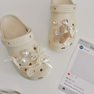 Vintage Style Faux Pearl <strong>Chain</strong> &amp; Tassel Clog Shoe Charms, DIY Decorative Buckles for Garden Shoes &amp; Sandals - Product Image 3