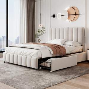 <span class=keywords><strong>Letto</strong></span> matrimoniale 4 ft6 <span class=keywords><strong>letto</strong></span> <span class=keywords><strong>letto</strong></span> imbottito con 4 cassetti di stoccaggio tessuto di velluto facile montaggio letti - Product Image 3