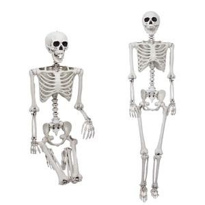 Squelette articulé réaliste grandeur nature de 185 cm (6 pieds) pour Halloween, maison hantée, intérieur et extérieur - Product Image 4
