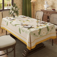 Nappe en polyester imperméable tricotée à motif floral, lavable, anti-poussière, infroissable, réutilisable pour la maison, les fêtes et les banquets