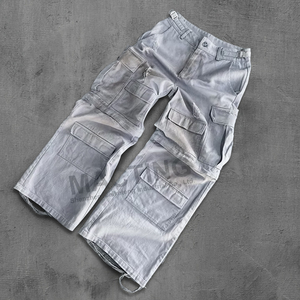 Nuovo personalizzato primavera convertibile pantaloni Hip Hop in cotone pesante <span class=keywords><strong>6</strong></span> tasche Vintage in difficoltà lavato pantaloni di Jeans <span class=keywords><strong>Cargo</strong></span> da uomo - Product Image 1