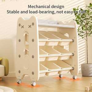 Feelbay Modern Cat Forma Estante De Brinquedo De Plástico com Rodas Crianças Armários Organizador De Roupas Racks De Armazenamento para Sala De Estar - Product Image 5