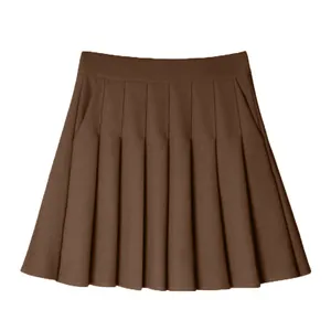 Dagelijkse Bruine Rok Dames 2023 Zomer Kleding Dames Hoge Taille Koreaanse Stijl Mini Geplooide Rokken Voor School Meisje Uniform