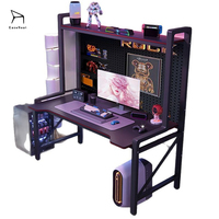 Escritorio de Fibra de Carbono al por Mayor con Patas en Forma de Z y Estantes de Almacenamiento Multicapa, Mesa para Juegos