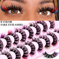 8 paires de cils synthétiques réutilisables durables de 20mm, style maquillage naturel en faux vison, cils à bande complète, cils russes LD