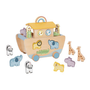 Bloques de construcción cognitivos de animales educativos, juguetes de madera que se pueden tirar y arrastrar <span class=keywords><strong>por</strong></span> un barco de madera - Product Image 5