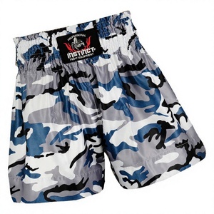 Shorts de sport taille haute à compression, imprimé bleu-gris, respirants, écologiques, 100 % polyester, pour adultes, idéaux pour le Muay Thai - Product Image 1