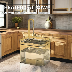 Dispenser air kucing plastik padat otomatis, pemanas suhu konstan mangkuk hewan peliharaan sumber pengisian daya untuk kucing dan anjing - Product Image 2