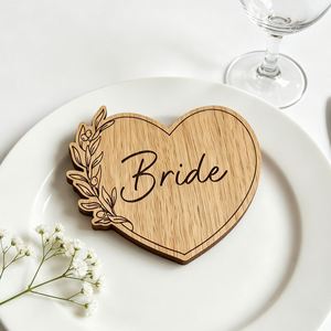 Sous-verre en bois gravé au laser, nom personnalisé, cadeau durable pour mariage, fête prénuptiale, Saint-Valentin - Product Image 5