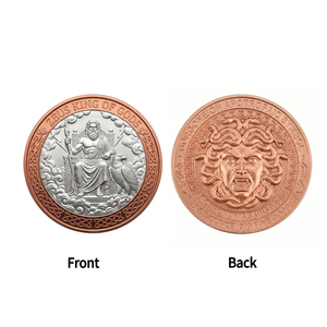 Moneda de desafío de cobre fino .999 de 1 oz con temática de <span class=keywords><strong>Zeus</strong></span> Rey y animales, aspecto bimetálico, símbolo de protección UV Medusa, arte de <span class=keywords><strong>rayo</strong></span>, modelo de regalo - Product Image 2