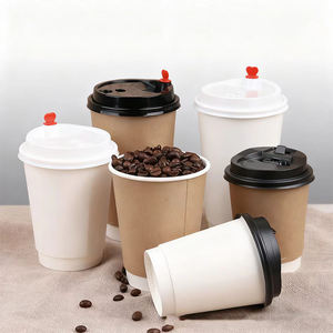 Vasos de Papel Desechables para Café con Tapa, Personalizados con Logotipo, Color Negro, Blanco y Marrón, de Doble Pared para Bebidas Calientes, Fabricante de Té - Product Image 2