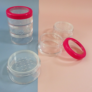 Wholesale Multi-layer ABS/AS <b>Plastic</b> Cosmetic Loose Powder <b>Jar</b> with Transparent Sifter Case <b>Plastic</b> Cosmetic Case - Product Image 1