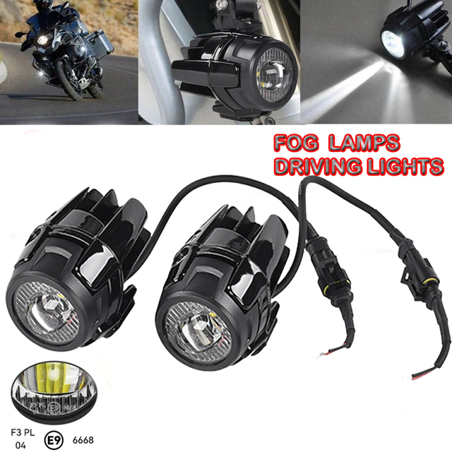 Universal LED Motorcycle Auxiliary Fog Lights Driving Spotlights 40W 6000K White Headlight For BMW R1200GS F800GS F700GS F650GS