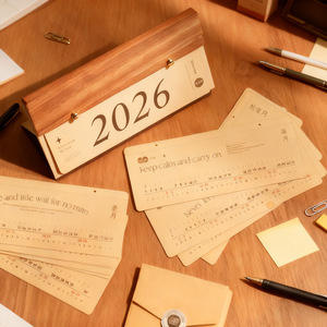 Wooden Desk <b>Calendar</b> Decoration 2026 Year of the Horse Desk <b>Calendar</b> Base Simple Table Ornament Ebony Wood Check-in Monthly - Product Image 4