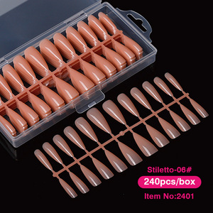 240 faux ongles cercueil à presser, couleur nude rose, couvrance totale, en gel soak-off, pour salon de manucure - Product Image 4
