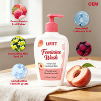 Nettoyant intime à la pêche, doux, sans odeur, à base de plantes, respectueux du microbiome, équilibrant le pH, marque privée, OEM