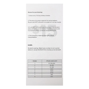 Rápido y confiable Mejor precio Premio de diseño gratuito Impresión DE DATOS Juegos Impresión de <span class=keywords><strong>boletos</strong></span> de lotería Impresión - Product Image 5