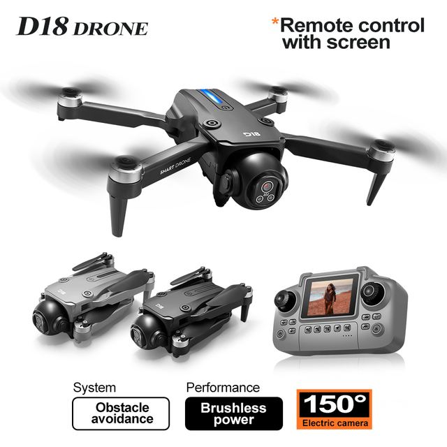 D18 Toy Mini Drone 150 Degree Electric Adjustable Lens Dual Camera Switching 4K HD Video Recording Aerial Photography UAV