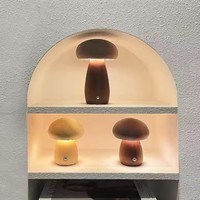 Lampe de chevet créative en bois à LED, lampe de table en forme de champignon rechargeable par USB, décoration de chambre à coucher