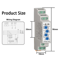 CNTD CDV6-6D8N 2 Set Output Relay Pemantau Tegangan Tiga Fasa Pelindung Urutan Fasa 127-265VAC 8A IP20 Pelindung Epoksi