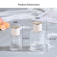 Flacon de parfum en verre de haute qualité de 50 ml, fond épais, cylindrique, vertical, avec bouchon à vis, pulvérisateur, sérigraphie