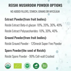 Poudre d'extrait <span class=keywords><strong>de</strong></span> champignon Reishi rouge Ganoderma Lucidum biologique Qinshantang, 30% 40% 50% <span class=keywords><strong>de</strong></span> polysaccharides/bêta-glucanes - Product Image 5