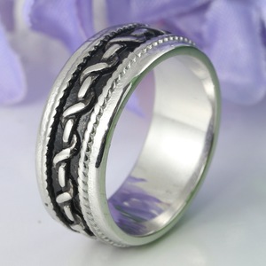 yunnique Men's <b>Titanium</b> Steel <b>Ring</b> Silver Geometric Design Retro Hip Hop Style Index Finger Jewelry Gift - Product Image 1