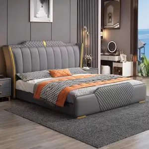 Yüksek kalite son başlık ev ana yatak İtalyan kral lüks Modern yatak odası mobilyası ev mobilya için
