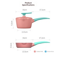 Ensemble de casseroles en céramique antiadhésives de 16 cm, casserole à lait et poêle à frire pour la nourriture pour bébés, compatible avec l'induction