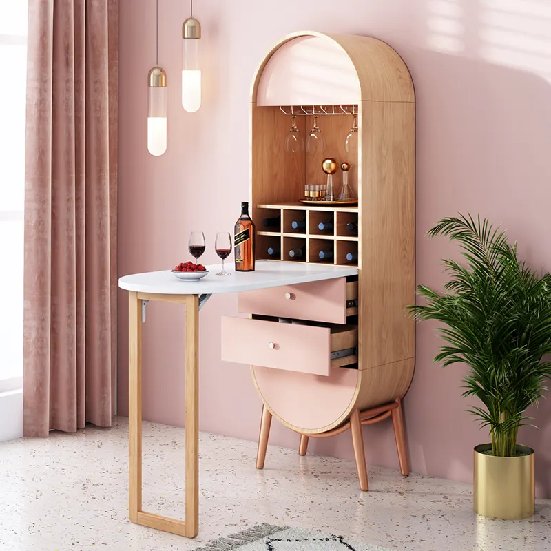 Wholesale Light Luxury Stylish Pink And White Wood Home Furniture Modern Bar Counter